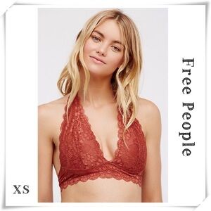 FREE People Intimates Galloon Lace Halter Bra in Coral Size XS #GB975119105